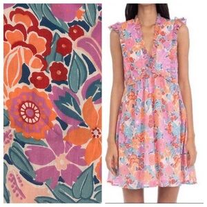 NEW Banjanan Ellian Dress Sz L Bloomsbury Dawn Floral Pockets